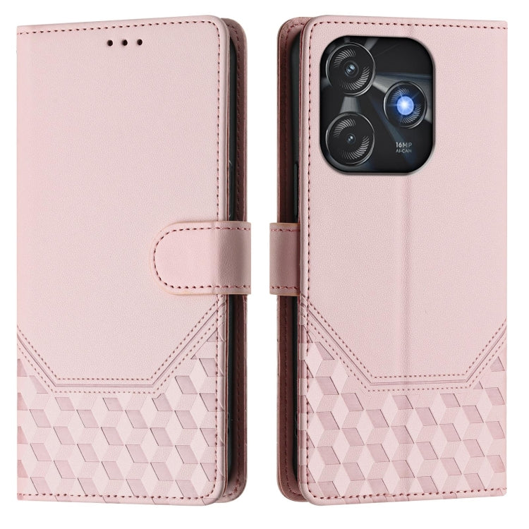 For Tecno Spark 10C / 10 4G Honeycomb Embossing RFID Leather Phone Case