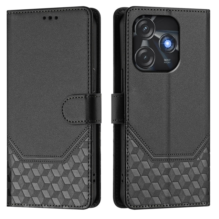 For Tecno Spark 10C / 10 4G Honeycomb Embossing RFID Leather Phone Case