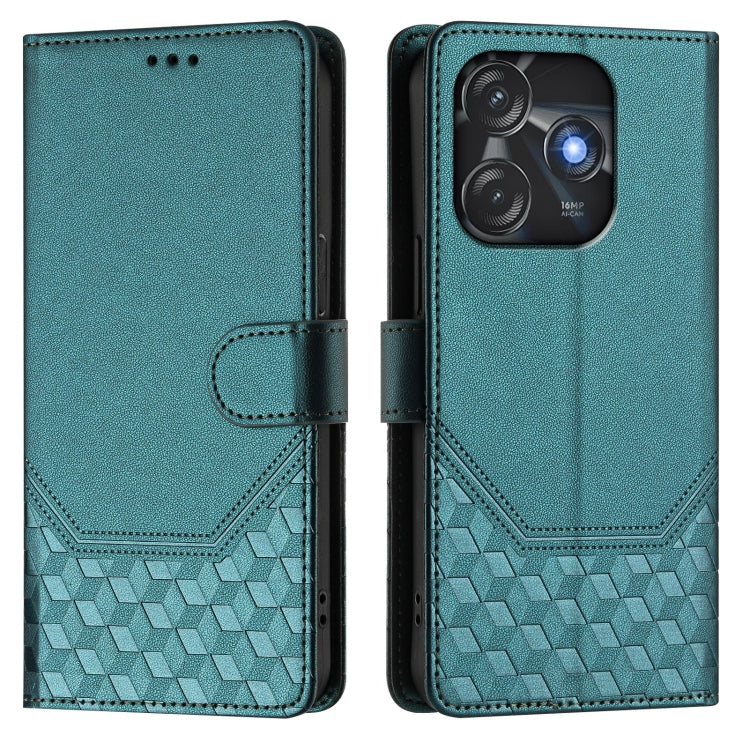 For Tecno Spark 10C / 10 4G Honeycomb Embossing RFID Leather Phone Case