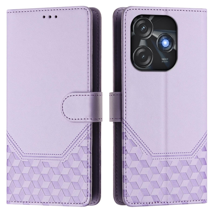 For Tecno Spark 10C / 10 4G Honeycomb Embossing RFID Leather Phone Case