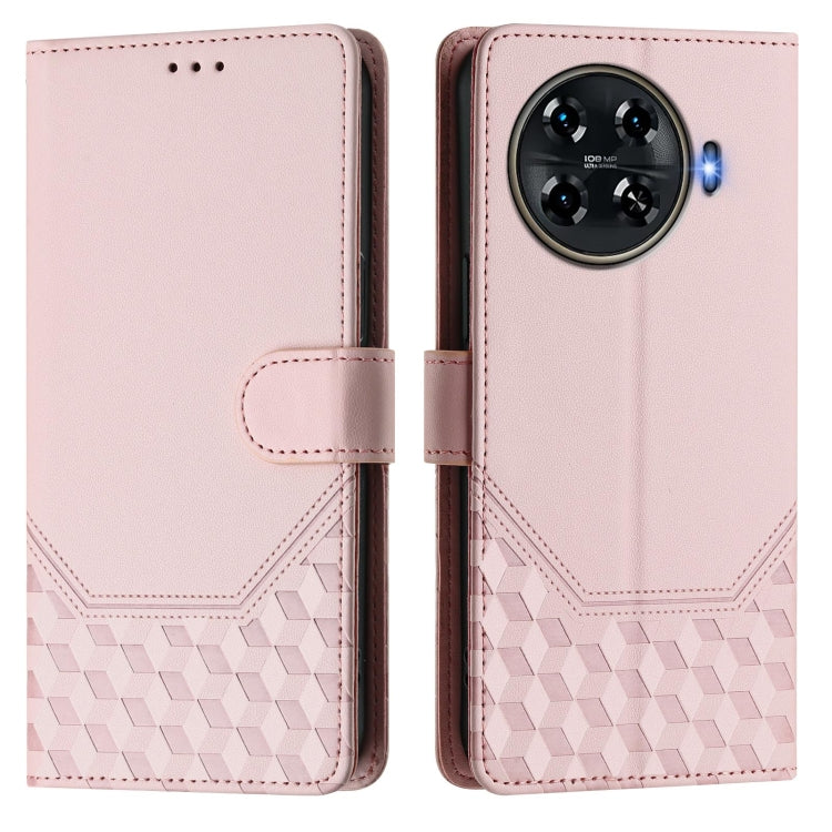 For Tecno Spark 20 Pro+ 4G Honeycomb Embossing RFID Leather Phone Case