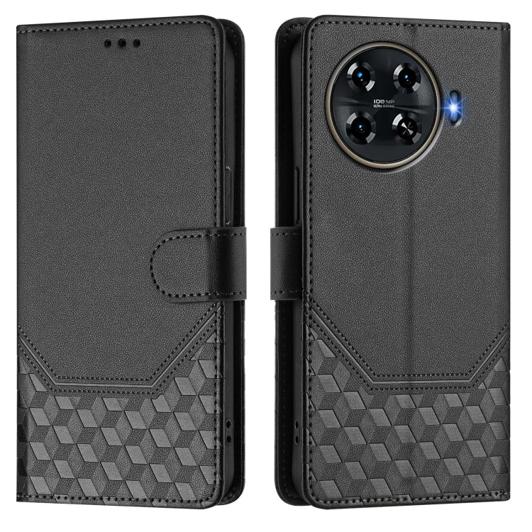 For Tecno Spark 20 Pro+ 4G Honeycomb Embossing RFID Leather Phone Case