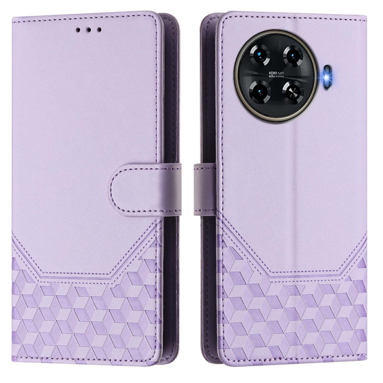 For Tecno Spark 20 Pro+ 4G Honeycomb Embossing RFID Leather Phone Case