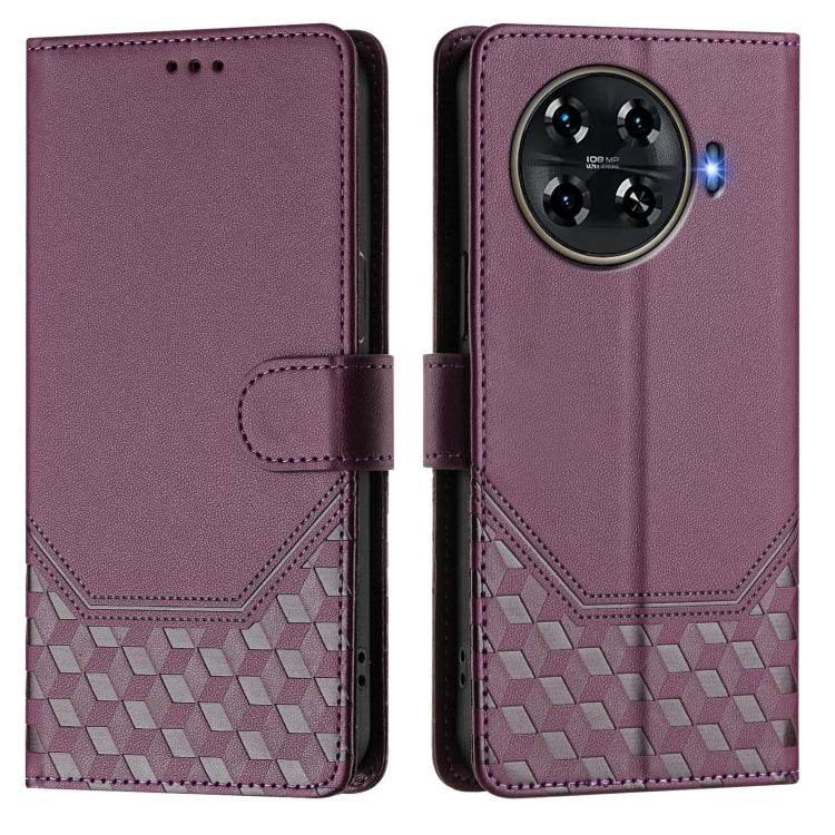 For Tecno Spark 20 Pro+ 4G Honeycomb Embossing RFID Leather Phone Case