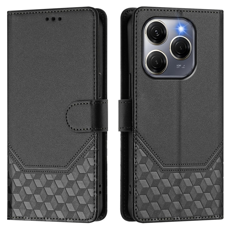 For Tecno Spark 20 Pro 5G Honeycomb Embossing RFID Leather Phone Case