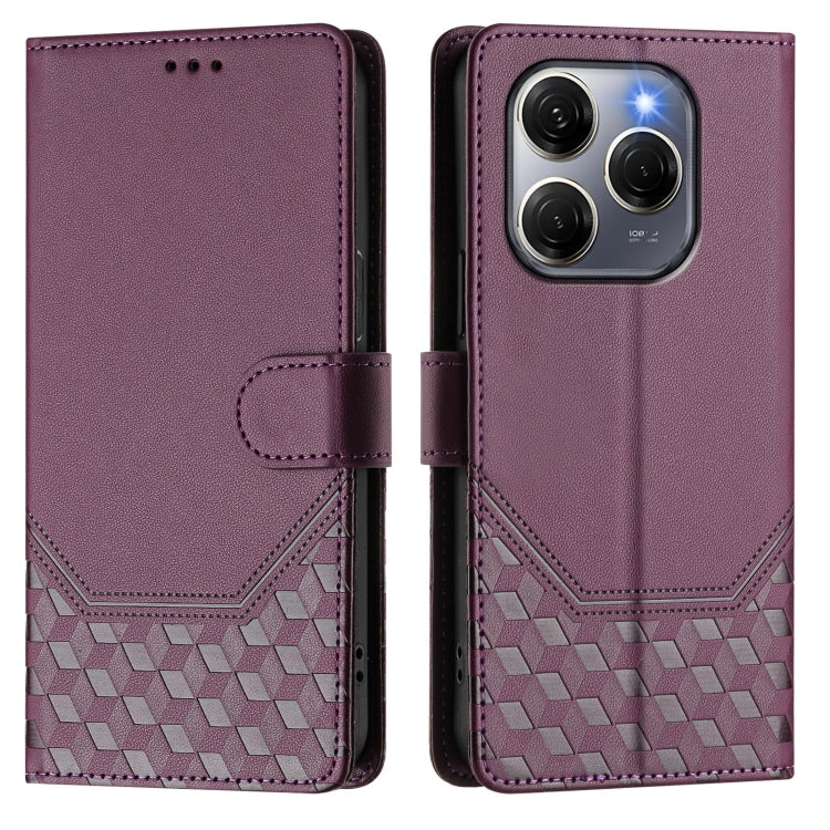 For Tecno Spark 20 Pro 5G Honeycomb Embossing RFID Leather Phone Case