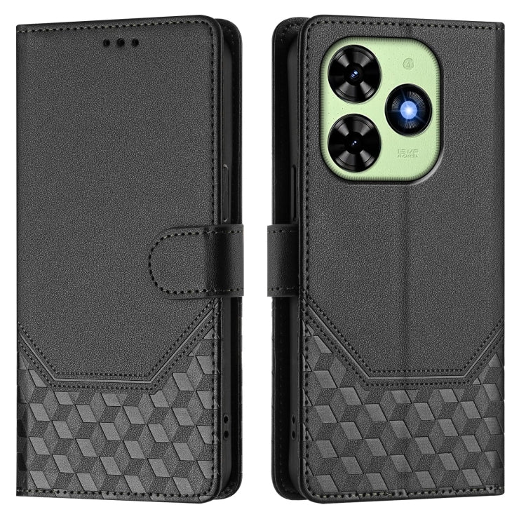 For Tecno Spark Go 2024 4G Honeycomb Embossing RFID Leather Phone Case