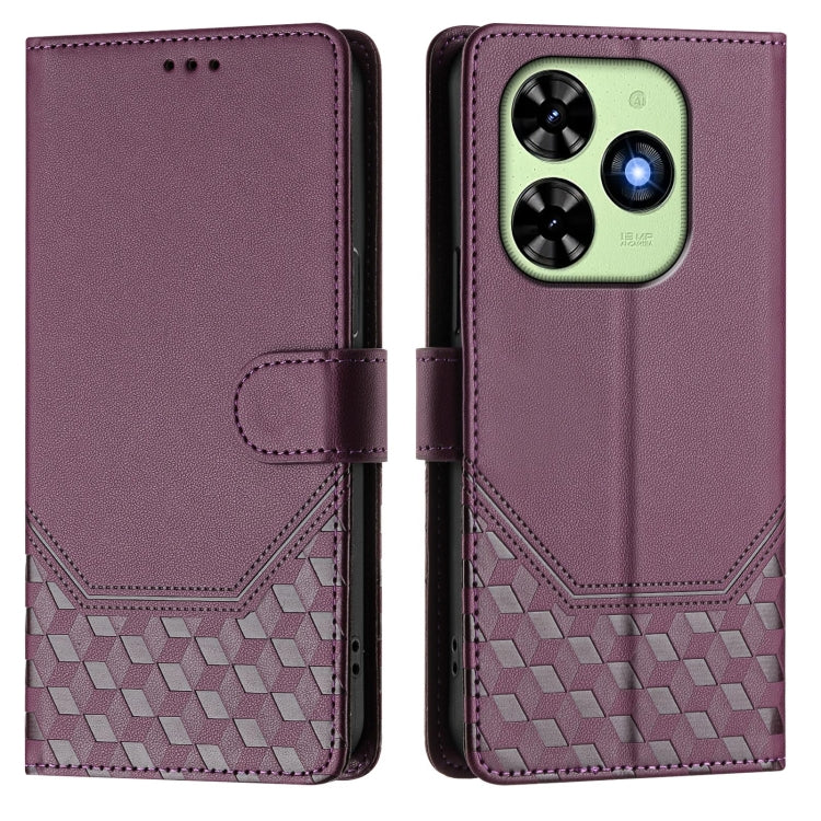 For Tecno Spark Go 2024 4G Honeycomb Embossing RFID Leather Phone Case