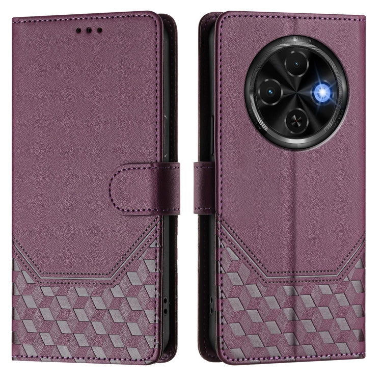 For Tecno Spark 30C Honeycomb Embossing RFID Leather Phone Case