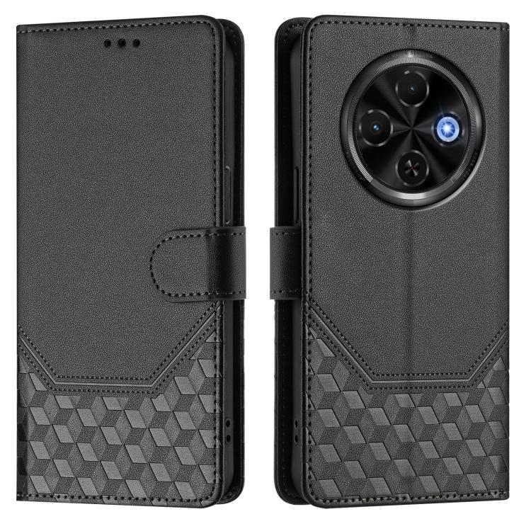 For Tecno Spark 30C 5G / Pop 9 5G Honeycomb Embossing RFID Leather Phone Case