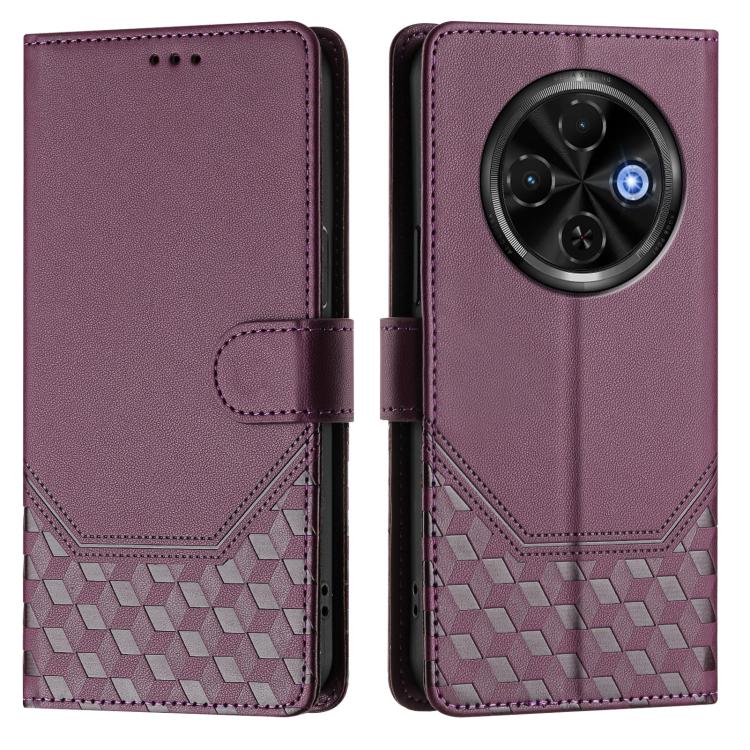 For Tecno Spark 30C 5G / Pop 9 5G Honeycomb Embossing RFID Leather Phone Case