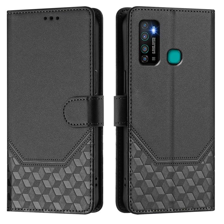 For Tecno Camon 15 / 15 Air Honeycomb Embossing RFID Leather Phone Case