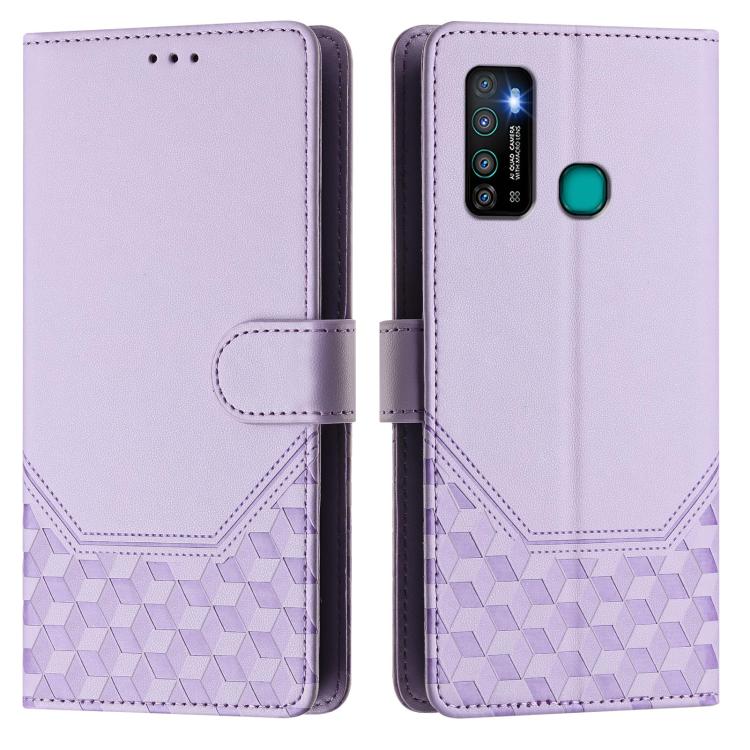 For Tecno Camon 15 / 15 Air Honeycomb Embossing RFID Leather Phone Case
