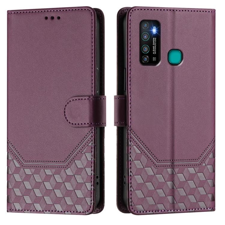 For Tecno Camon 15 / 15 Air Honeycomb Embossing RFID Leather Phone Case