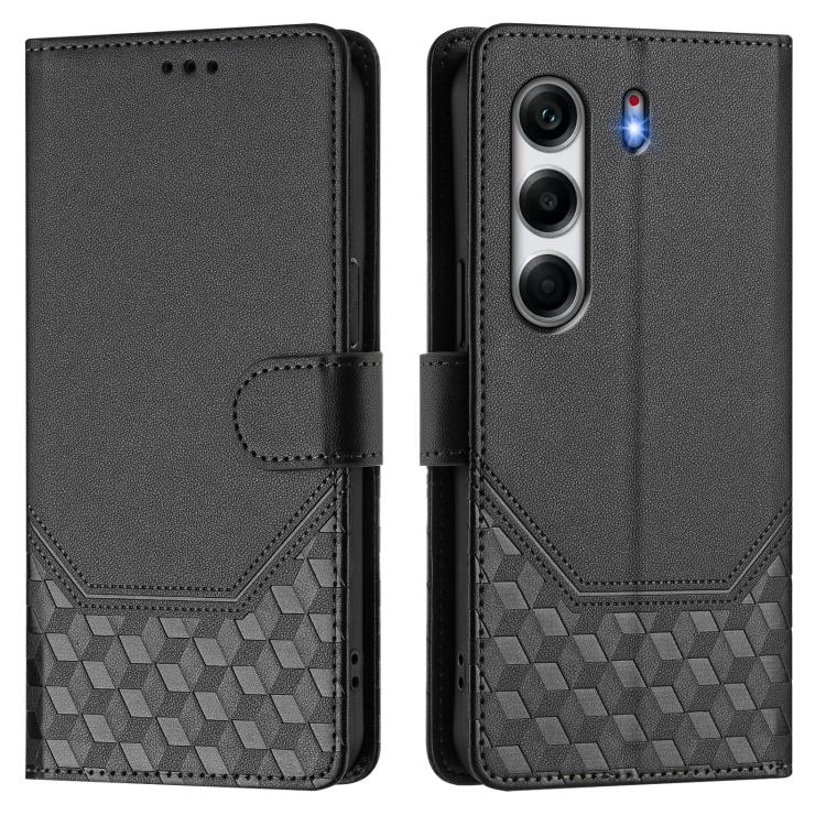 For Tecno Camon 40 4G Honeycomb Embossing RFID Leather Phone Case
