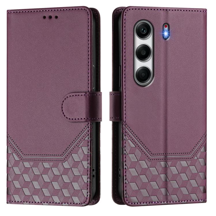 For Tecno Camon 40 4G Honeycomb Embossing RFID Leather Phone Case