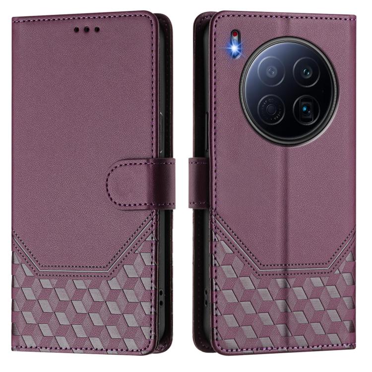 For Tecno Camon 40 Premier Honeycomb Embossing RFID Leather Phone Case