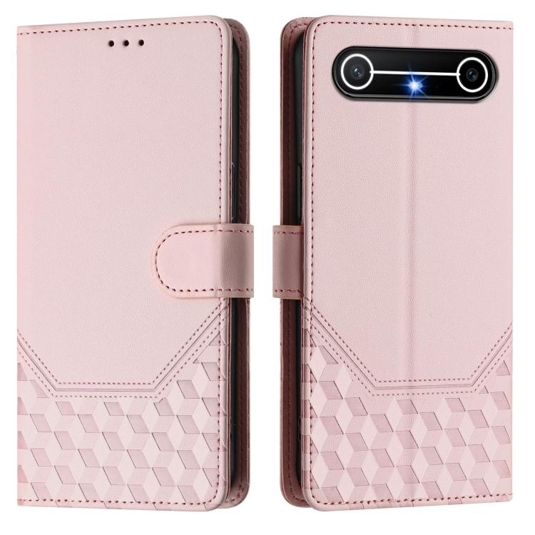 For Tecno Spark Slim 5G Honeycomb Embossing RFID Leather Phone Case