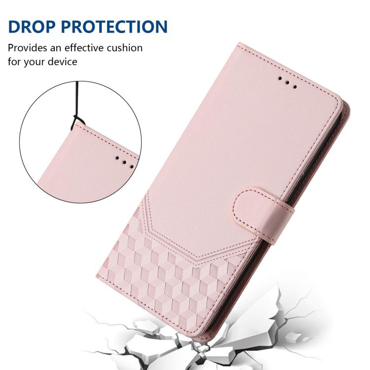 For Tecno Spark Slim 5G Honeycomb Embossing RFID Leather Phone Case