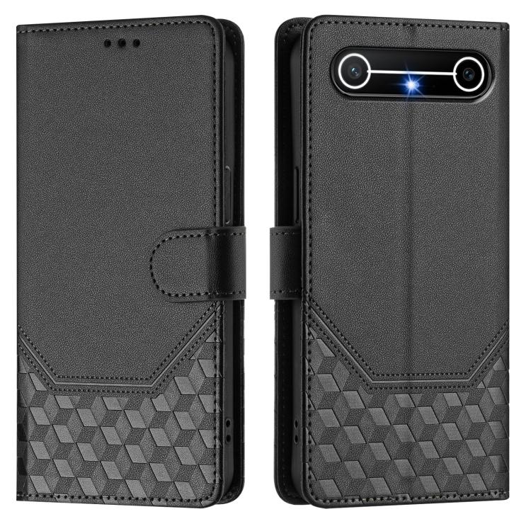 For Tecno Spark Slim 5G Honeycomb Embossing RFID Leather Phone Case