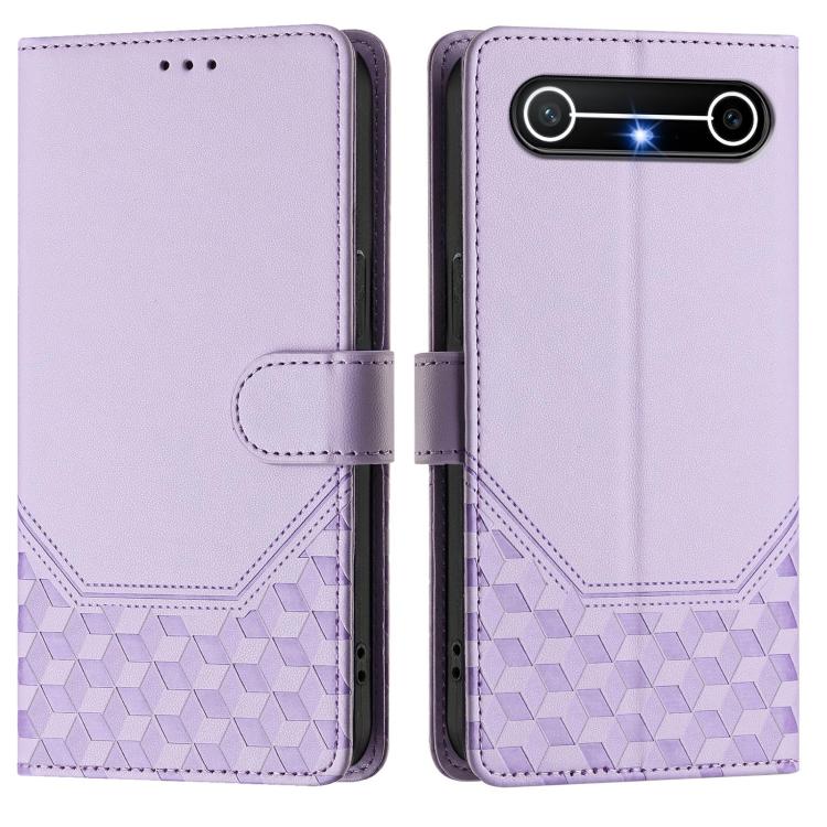 For Tecno Spark Slim 5G Honeycomb Embossing RFID Leather Phone Case