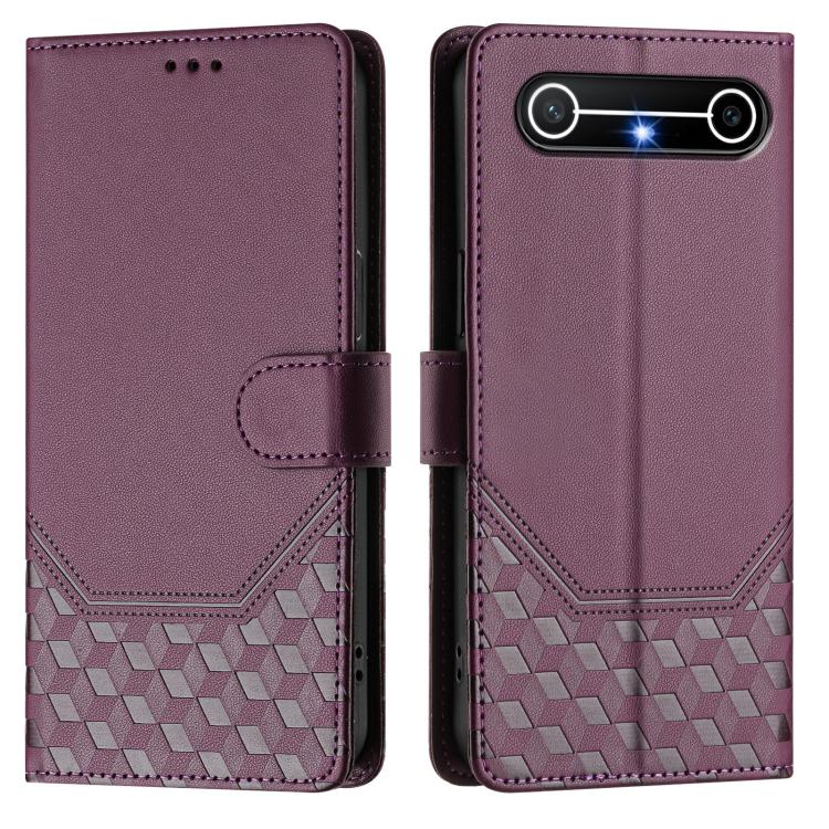 For Tecno Spark Slim 5G Honeycomb Embossing RFID Leather Phone Case
