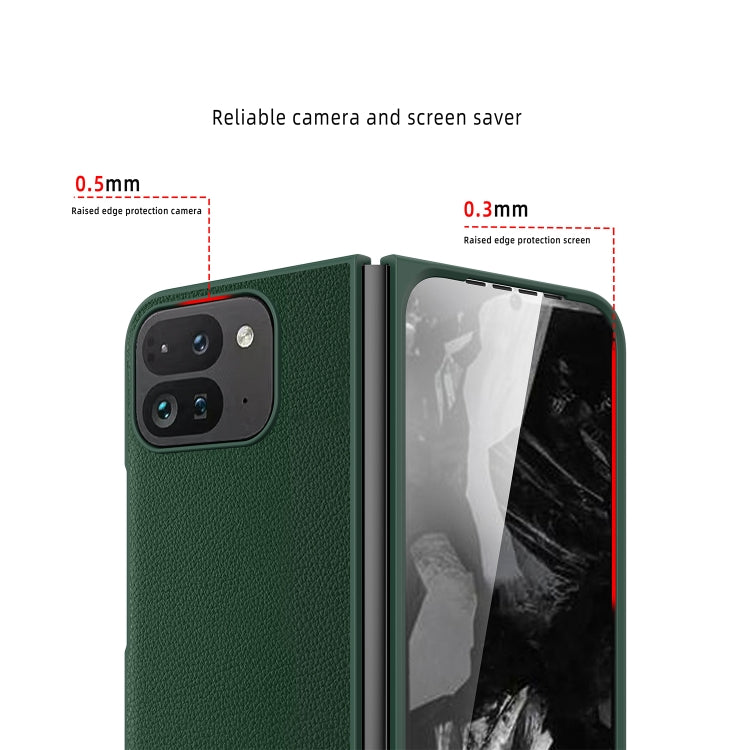 For Google Pixel 9 Pro Fold Litchi Texture Leather PC Shockproof Phone Case