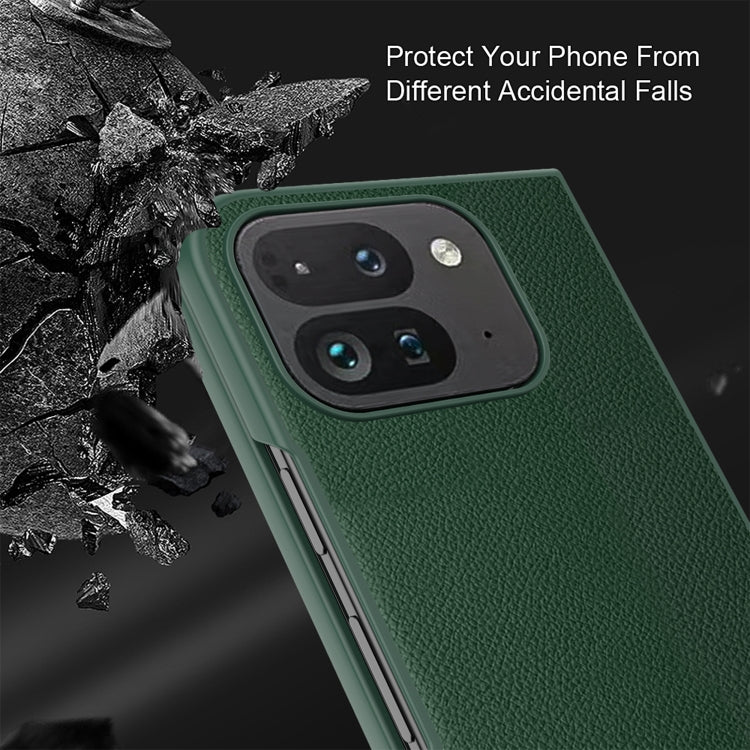 For Google Pixel 9 Pro Fold Litchi Texture Leather PC Shockproof Phone Case
