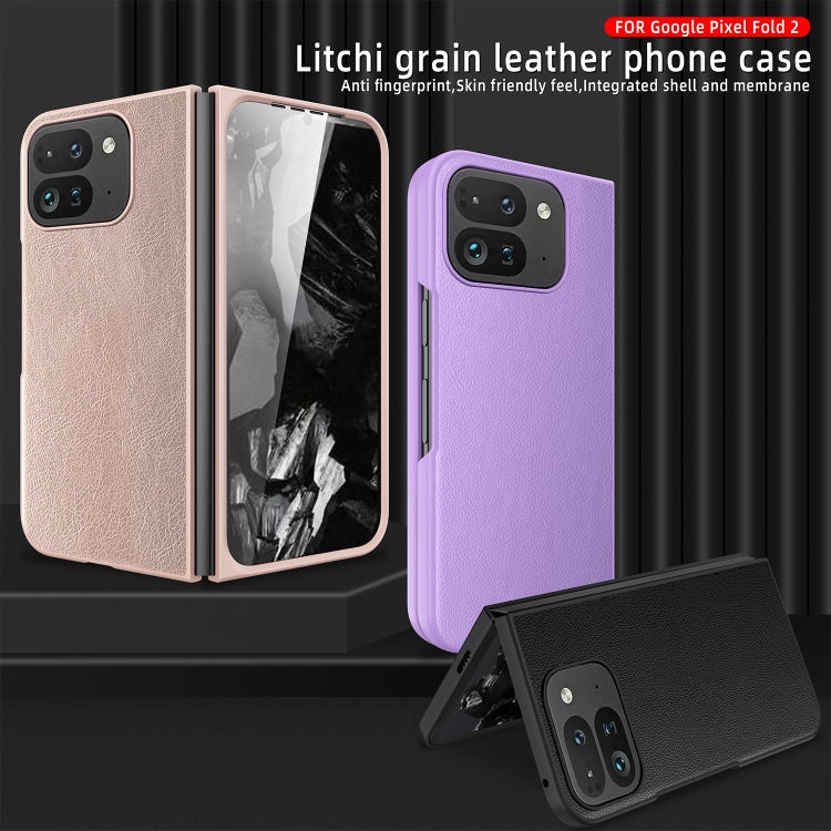 For Google Pixel 9 Pro Fold Litchi Texture Leather PC Shockproof Phone Case