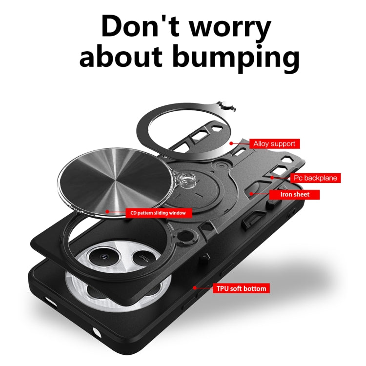 For Redmi 14C 4G CD Texture Sliding Camshield Magnetic Holder Phone Case