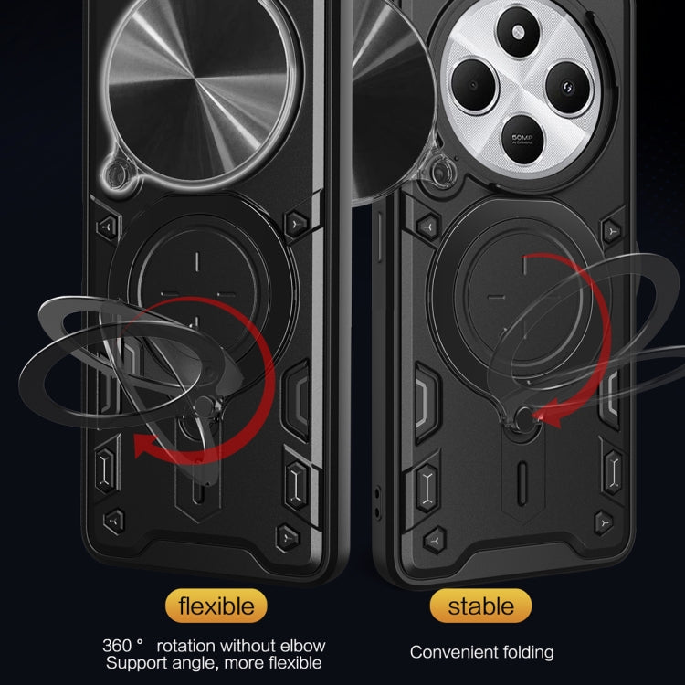 For Redmi 14C 4G CD Texture Sliding Camshield Magnetic Holder Phone Case