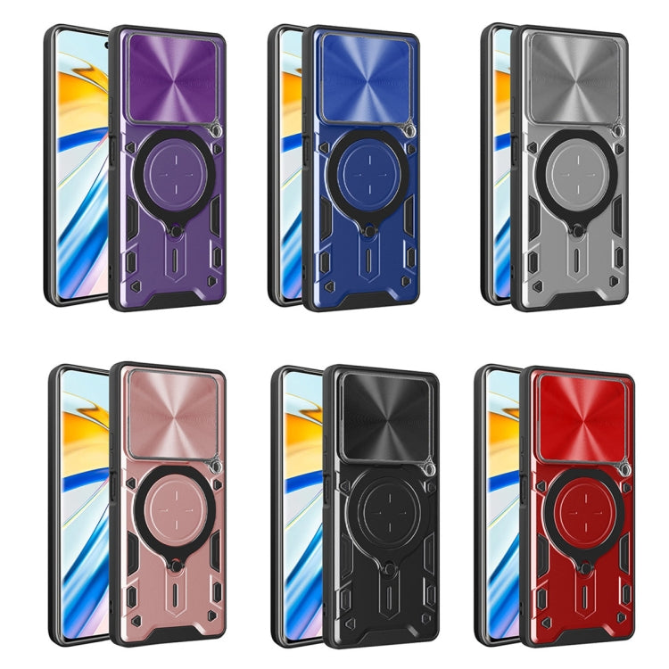 For Redmi 13 4G Global CD Texture Sliding Camshield Magnetic Holder Phone Case