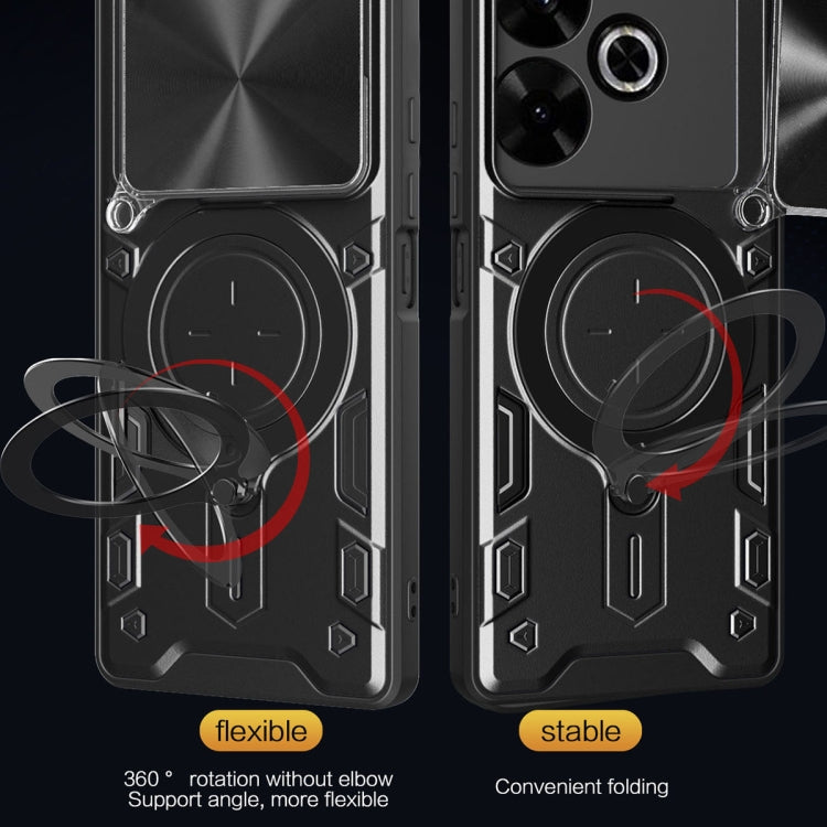 For Redmi 13 4G Global CD Texture Sliding Camshield Magnetic Holder Phone Case