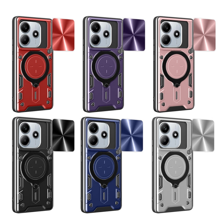 For Redmi Note 14 5G CD Texture Sliding Camshield Magnetic Holder Phone Case