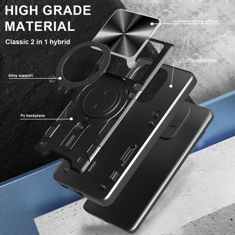 For Redmi Note 14 5G CD Texture Sliding Camshield Magnetic Holder Phone Case