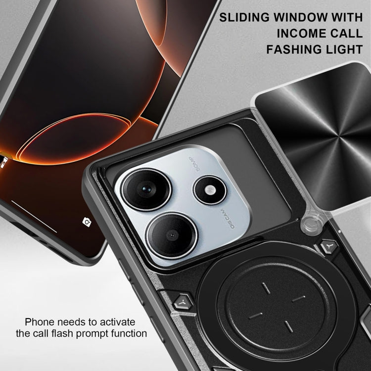 For Redmi Note 14 5G CD Texture Sliding Camshield Magnetic Holder Phone Case