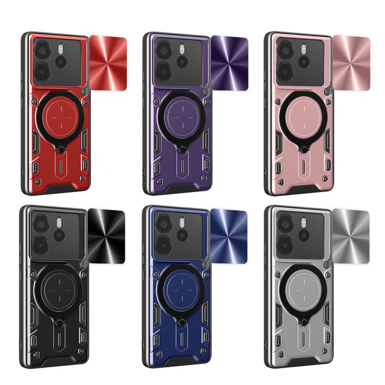 For Redmi Note 14 4G 164.48mm CD Texture Sliding Camshield Magnetic Holder Phone Case