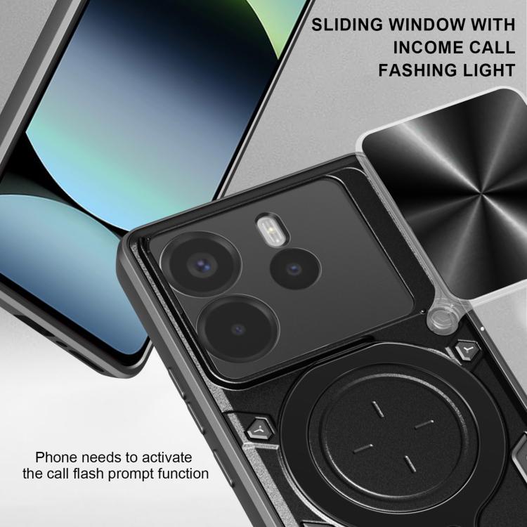 For Redmi Note 14 4G 164.48mm CD Texture Sliding Camshield Magnetic Holder Phone Case