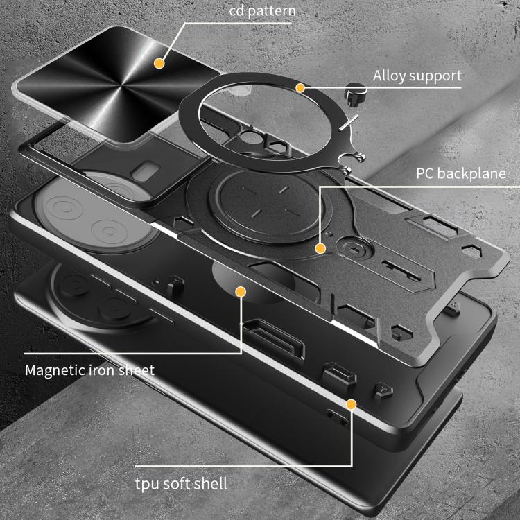 For Redmi K80 CD Texture Sliding Camshield Magnetic Holder Phone Case