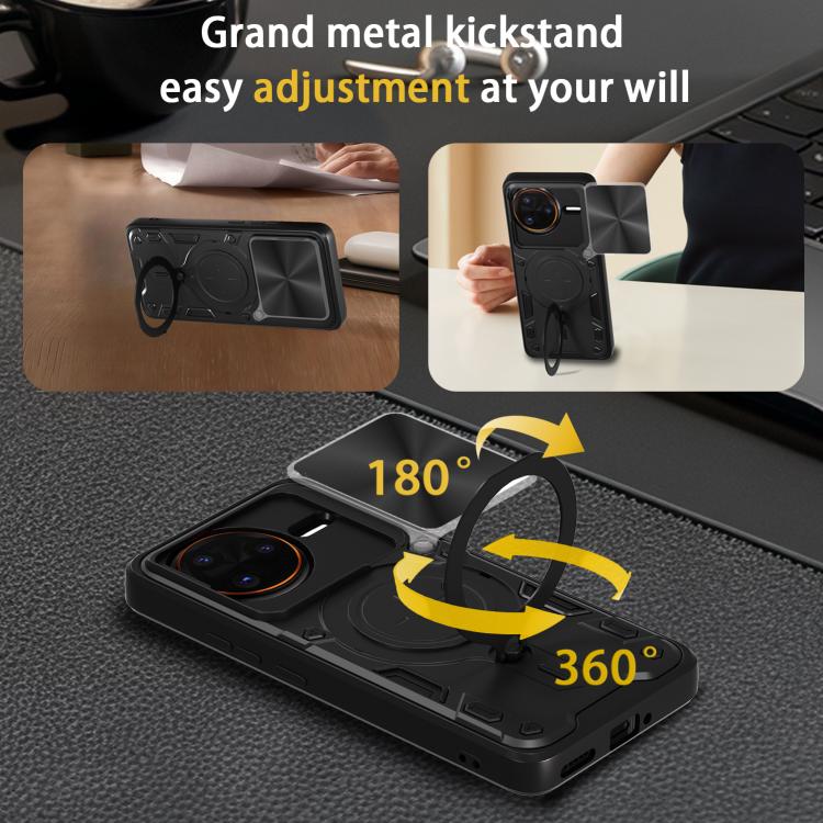 For Redmi K80 Pro CD Texture Sliding Camshield Magnetic Holder Phone Case