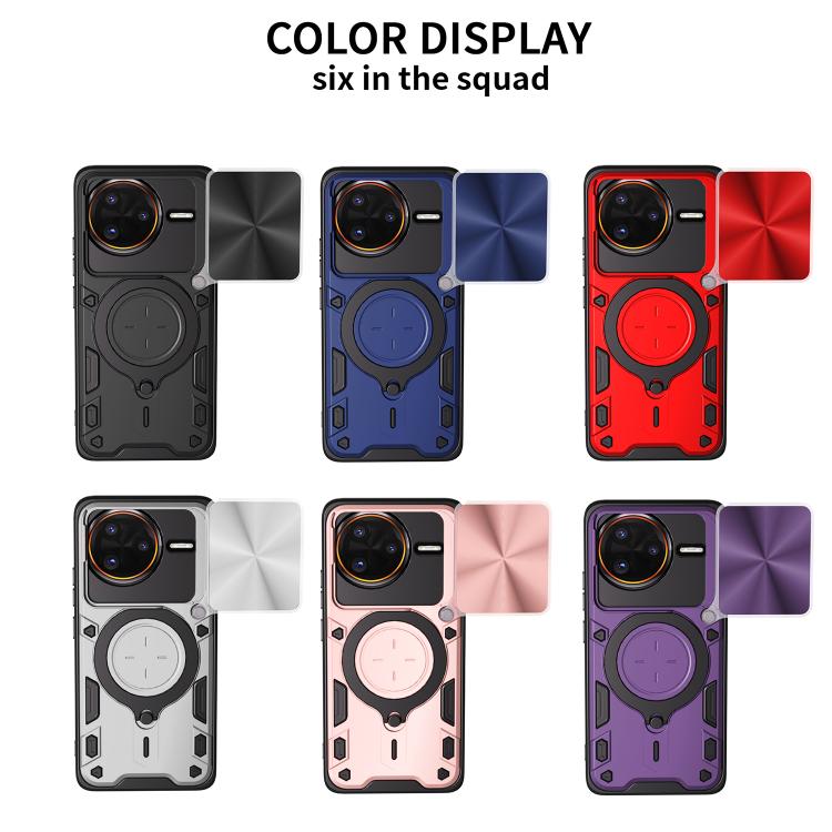 For Redmi K80 Pro CD Texture Sliding Camshield Magnetic Holder Phone Case