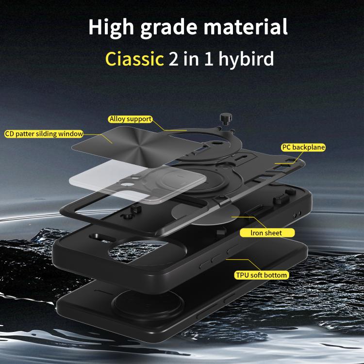 For Redmi K80 Pro CD Texture Sliding Camshield Magnetic Holder Phone Case