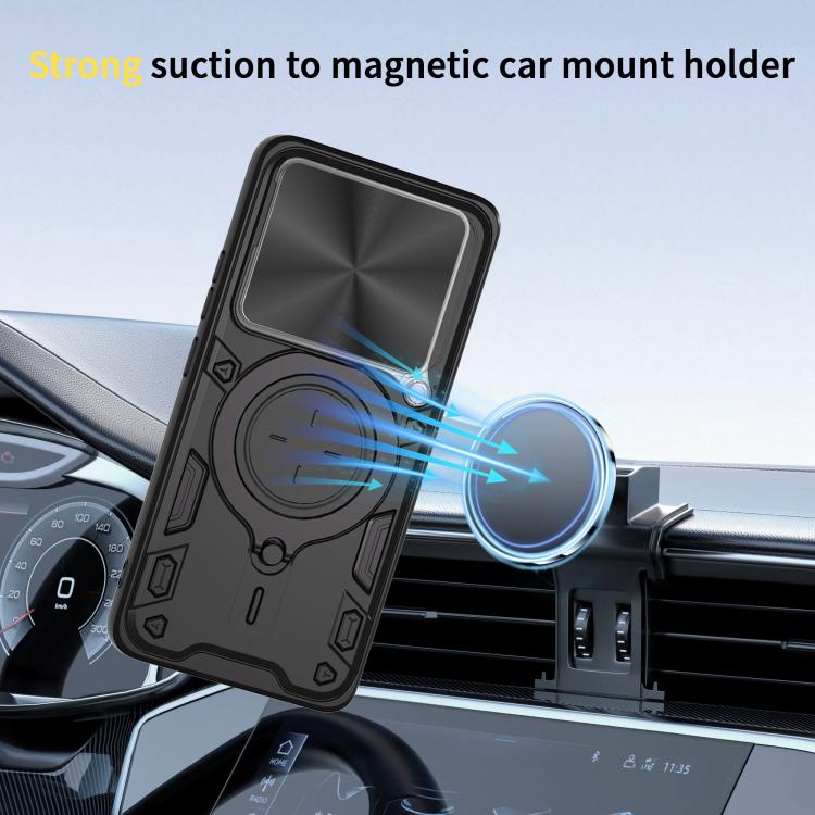 For Redmi K80 Pro CD Texture Sliding Camshield Magnetic Holder Phone Case