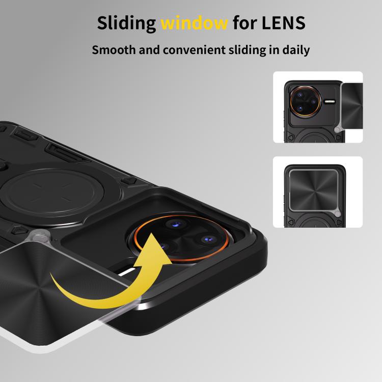 For Redmi K80 Pro CD Texture Sliding Camshield Magnetic Holder Phone Case