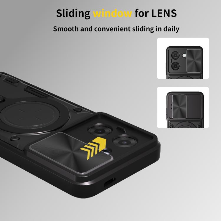 For Redmi A5 4G 171.7mm CD Texture Sliding Camshield Magnetic Holder Phone Case