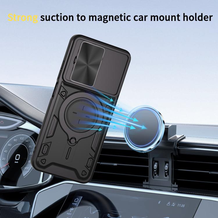 For Redmi A5 4G 173.3mm CD Texture Sliding Camshield Magnetic Holder Phone Case