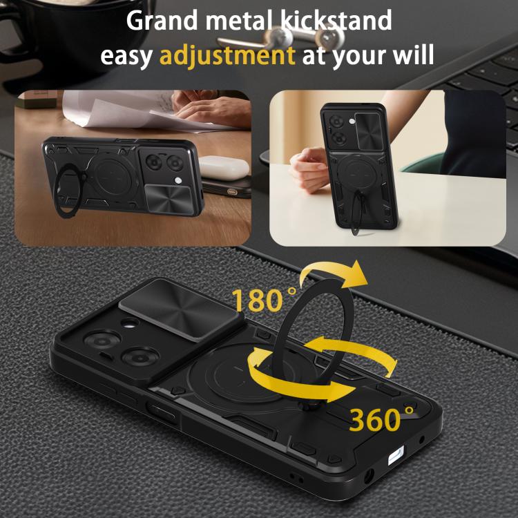 For Redmi A5 4G 173.3mm CD Texture Sliding Camshield Magnetic Holder Phone Case