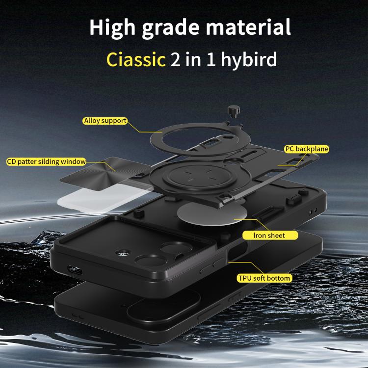 For Redmi A5 4G 173.3mm CD Texture Sliding Camshield Magnetic Holder Phone Case