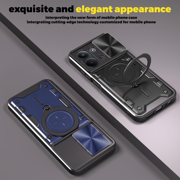 For Redmi 15C 5G / 4G EU 173mm CD Texture Sliding Camshield Magnetic Holder Phone Case