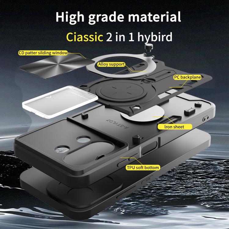 For Redmi 15C 5G / 4G EU 173mm CD Texture Sliding Camshield Magnetic Holder Phone Case